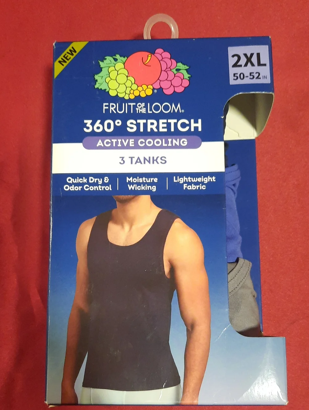Fruit of the Loom 360 Stretch 3-Pack Active Cooling Tanks Black, Blue, Gray 2XL